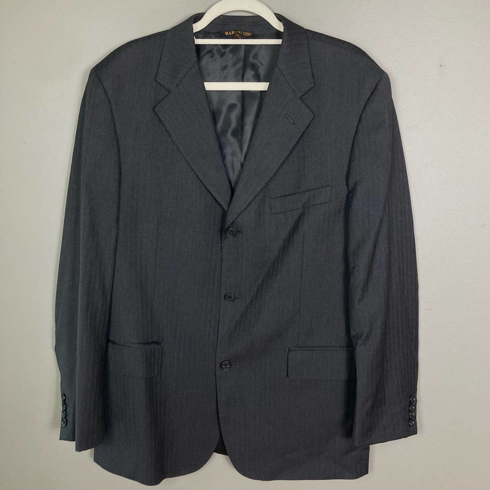 Baroni men's blazer Italy 44R wool Super 150's sportcoat suit jacket herringbone